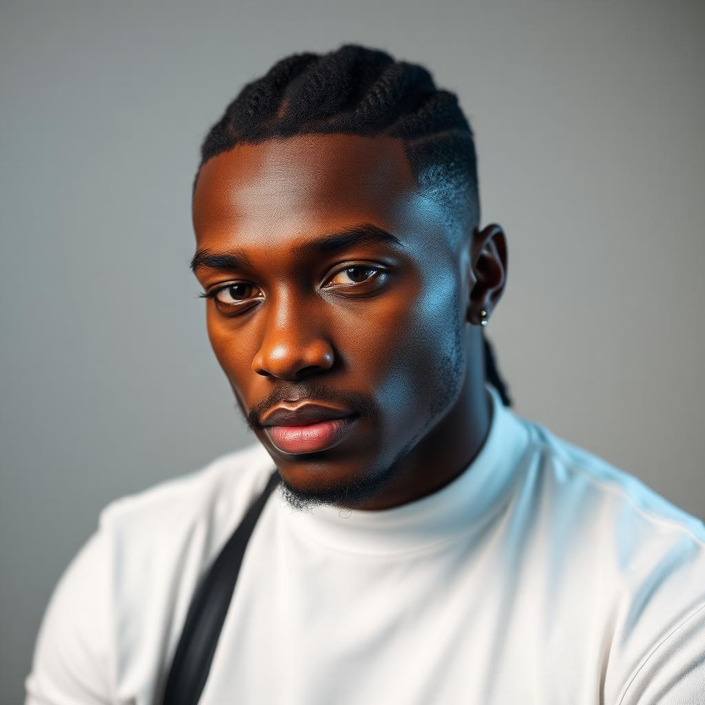 Black man with neat straight-back cornrows